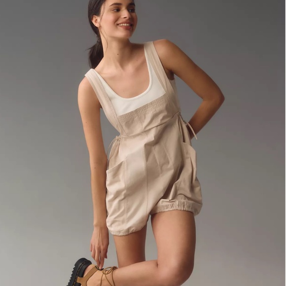 Daily Practice by Anthropologie Sleeveless Romper Size L Beige - Picture 3 of 11
